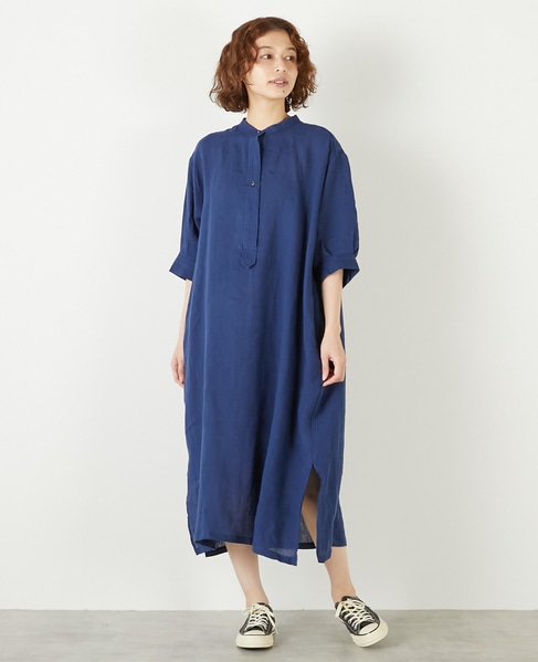 【LOURMARIN】パフスリーブリネンワンピース 詳細画像 ブルー 7