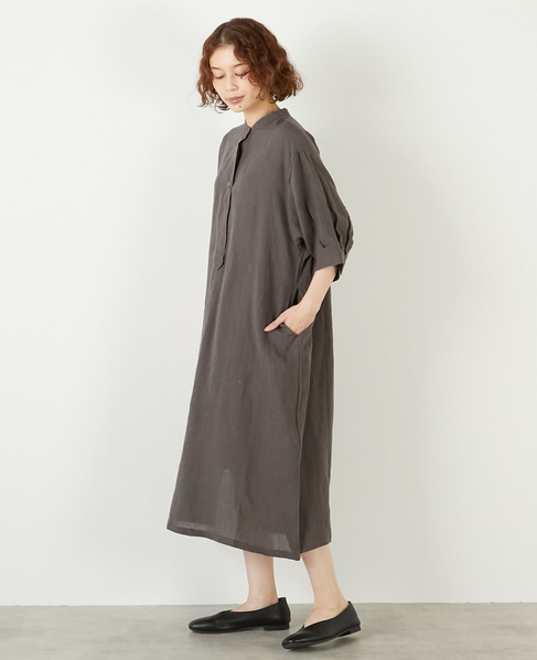 【LOURMARIN】パフスリーブリネンワンピース 詳細画像 ブラウン 2