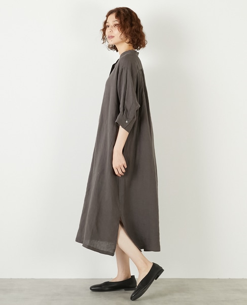 【LOURMARIN】パフスリーブリネンワンピース 詳細画像 ブラウン 3