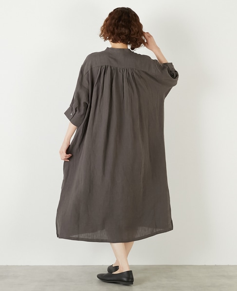【LOURMARIN】パフスリーブリネンワンピース 詳細画像 ブラウン 4