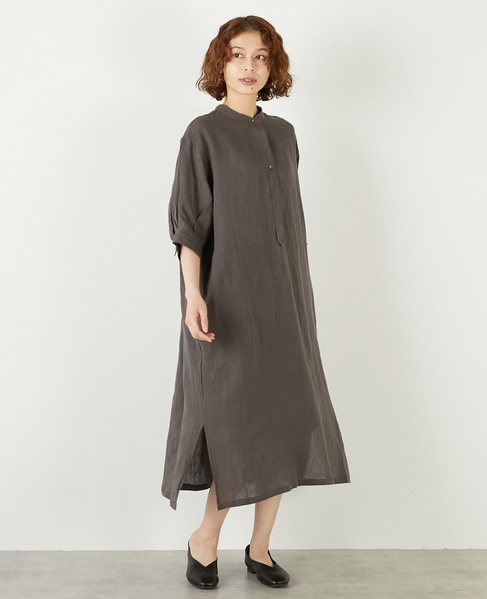 【LOURMARIN】パフスリーブリネンワンピース 詳細画像 ブラウン 6