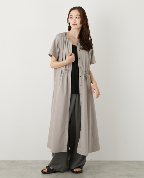 フロントギャザーシャツワンピース 詳細画像 グレイッシュベージュ 7