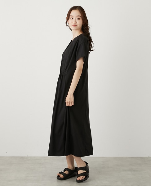 フロントギャザーシャツワンピース 詳細画像 ブラック 2