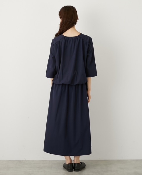 【LOURMARIN】バックギャザーワンピース 詳細画像 ネイビー 4