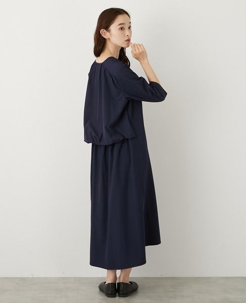 【LOURMARIN】バックギャザーワンピース 詳細画像 ネイビー 5