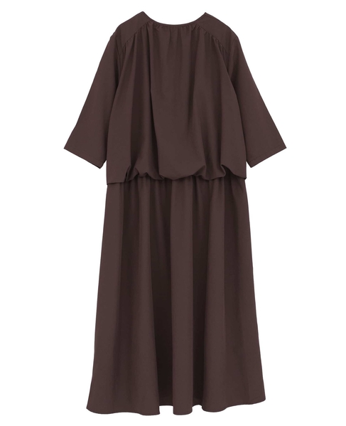 【LOURMARIN】バックギャザーワンピース 詳細画像 ブラウン 2