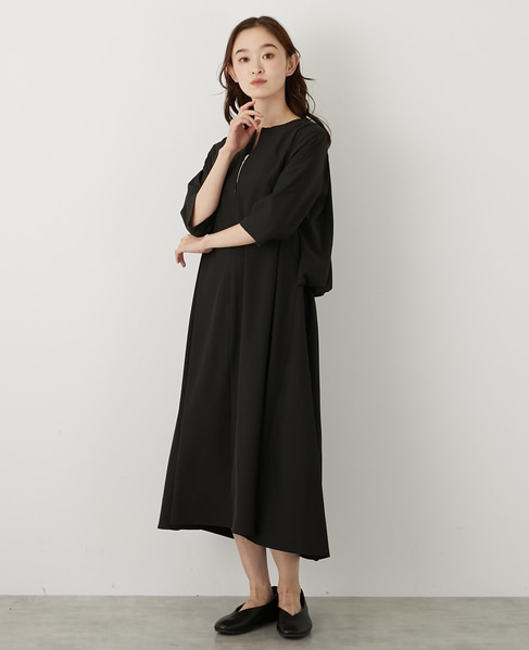 【LOURMARIN】バックギャザーワンピース 詳細画像 ブラック 1