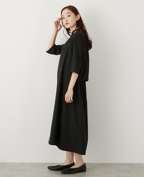 【LOURMARIN】バックギャザーワンピース 詳細画像 ブラック 3