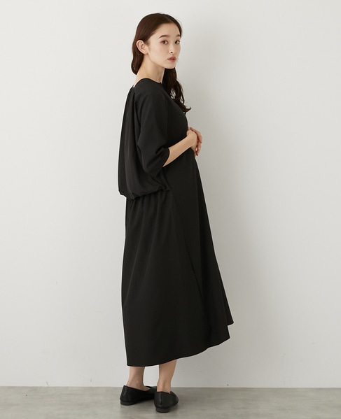 【LOURMARIN】バックギャザーワンピース 詳細画像 ブラック 5