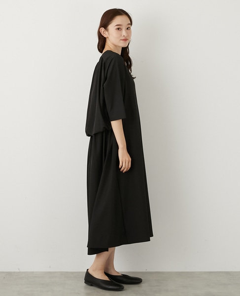 【LOURMARIN】バックギャザーワンピース 詳細画像 ブラック 6