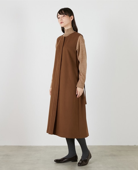 クルーネックスリーブレスワンピース 詳細画像 キャメル 3