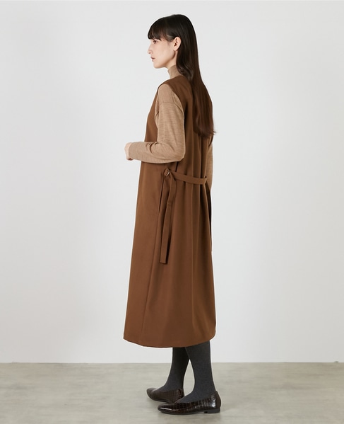 クルーネックスリーブレスワンピース 詳細画像 キャメル 5