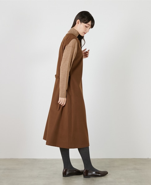 クルーネックスリーブレスワンピース 詳細画像 キャメル 8