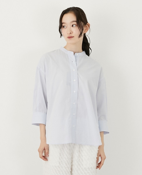 コットンローンバンドカラーシャツ 詳細画像 サックスブルー 1