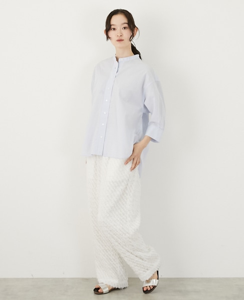 コットンローンバンドカラーシャツ 詳細画像 サックスブルー 3