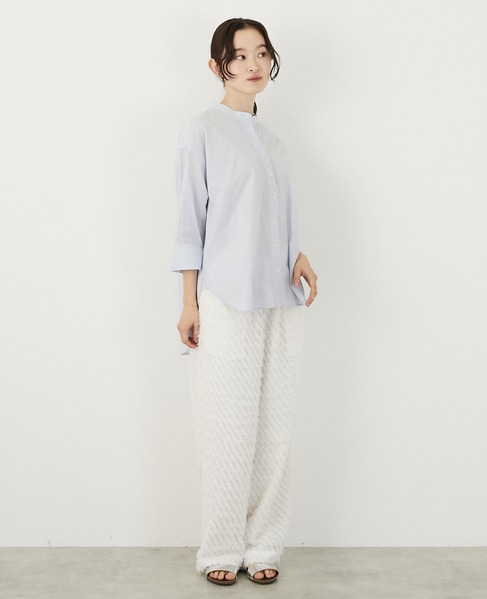 コットンローンバンドカラーシャツ 詳細画像 サックスブルー 7