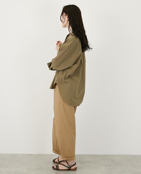 コットンローンバンドカラーシャツ 詳細画像 カーキ 4