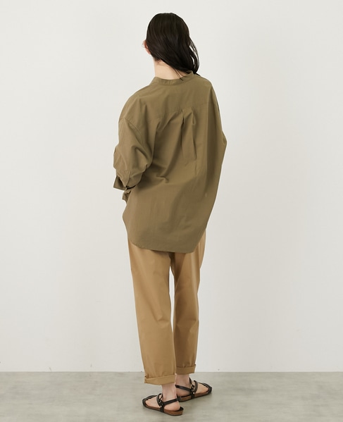 コットンローンバンドカラーシャツ 詳細画像 カーキ 5