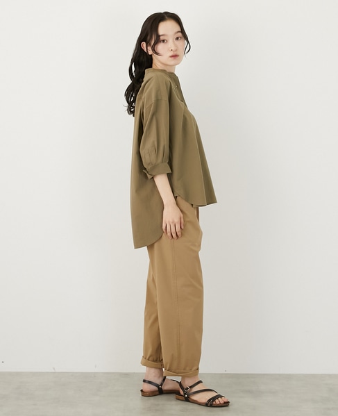 コットンローンバンドカラーシャツ 詳細画像 カーキ 6