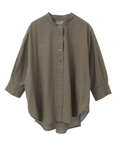 コットンローンバンドカラーシャツ 詳細画像 カーキ 8