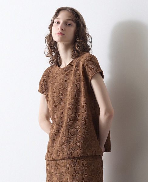 フレンチスリーブジャガードプルオーバー 詳細画像 ブラウン 1