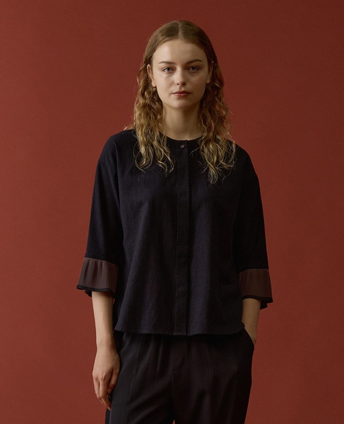 【LOURMARIN】プリーツブラウス 詳細画像 ブラック 1