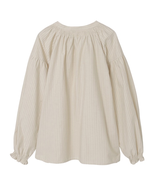 ギャザーストライプブラウス 詳細画像 オフホワイト 11
