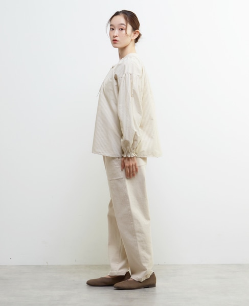 ギャザーストライプブラウス 詳細画像 オフホワイト 4