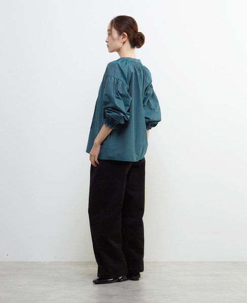 ギャザーストライプブラウス 詳細画像 ブルーグリーン 4