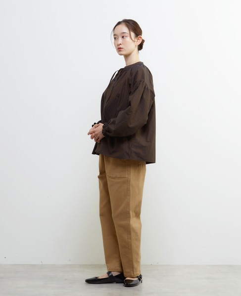 ギャザーストライプブラウス 詳細画像 ネイビー 3