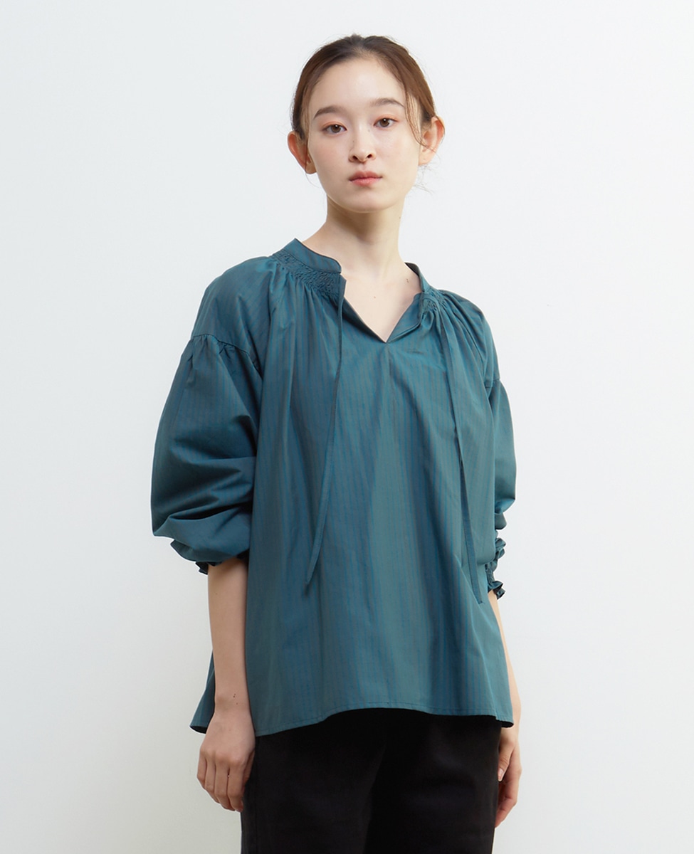 ギャザーストライプブラウス｜LOGEMENT DE CLAIRE（ロジュモンド