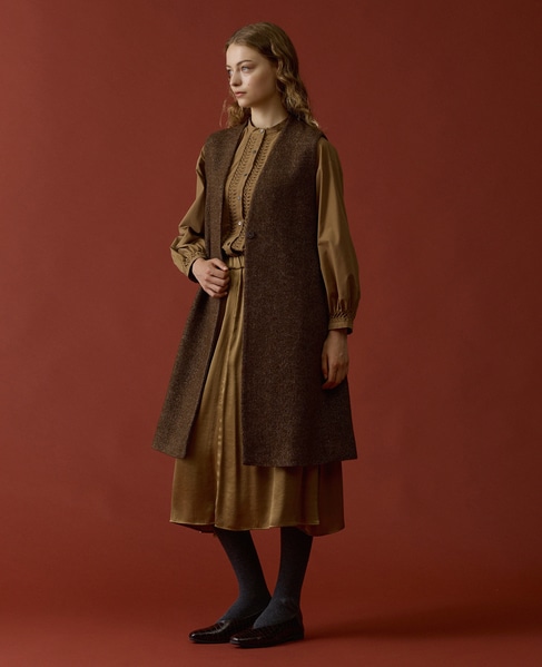 【LOURMARIN】タックバンドブラウス 詳細画像 キャメル 3