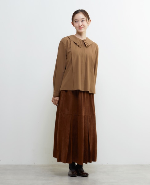 【LOURMARIN】タックカラーブラウス 詳細画像 キャメル 8