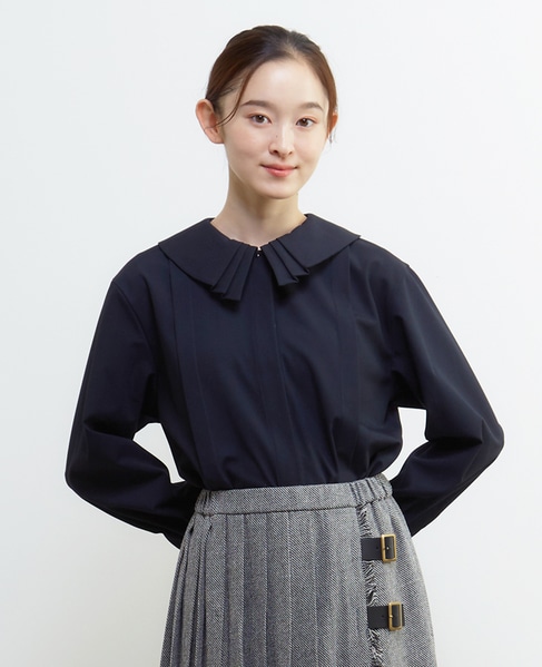 【LOURMARIN】タックカラーブラウス 詳細画像 ネイビー 1