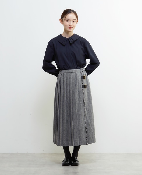 【LOURMARIN】タックカラーブラウス 詳細画像 ネイビー 2