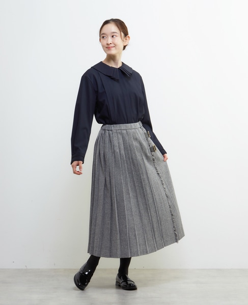 【LOURMARIN】タックカラーブラウス 詳細画像 ネイビー 8