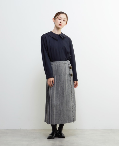 【LOURMARIN】タックカラーブラウス 詳細画像 ネイビー 9