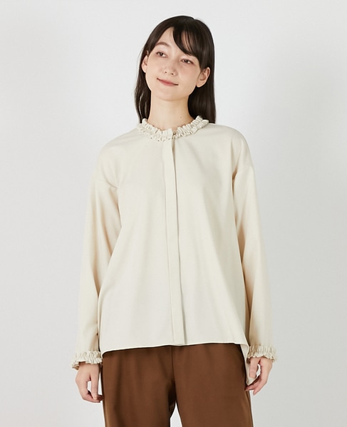 イレギュラーヘムフリルブラウス