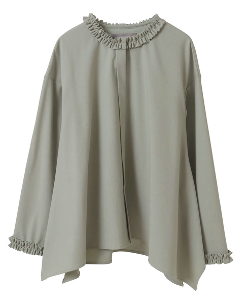 イレギュラーヘムフリルブラウス 詳細画像 セージグリーン 10