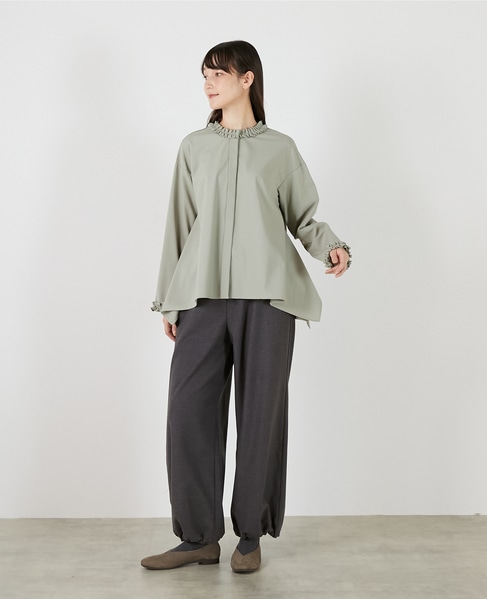 イレギュラーヘムフリルブラウス 詳細画像 セージグリーン 3