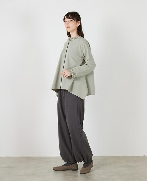 イレギュラーヘムフリルブラウス 詳細画像 セージグリーン 4