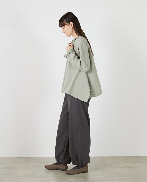 イレギュラーヘムフリルブラウス 詳細画像 セージグリーン 5