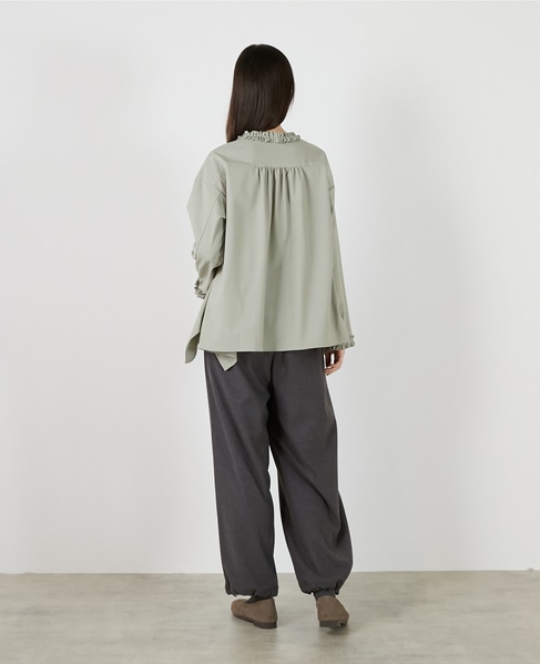 イレギュラーヘムフリルブラウス 詳細画像 セージグリーン 6