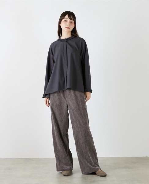 イレギュラーヘムフリルブラウス 詳細画像 チャコールグレー 10