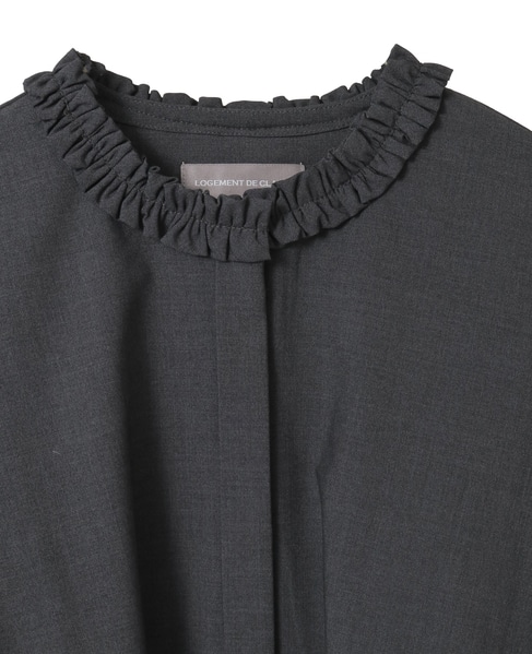 イレギュラーヘムフリルブラウス 詳細画像 チャコールグレー 13