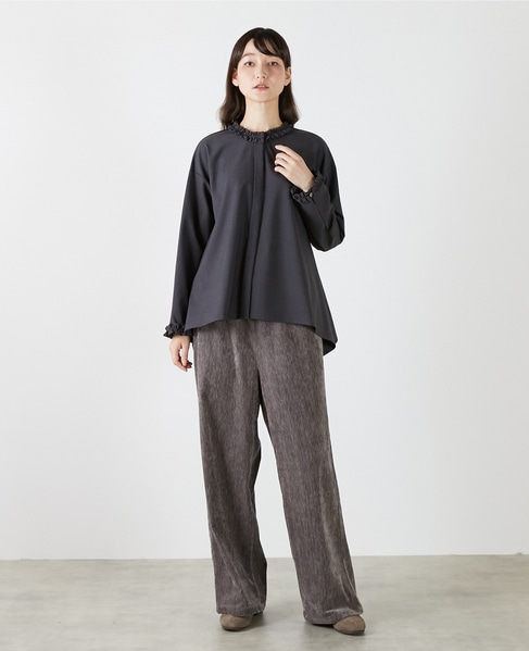 イレギュラーヘムフリルブラウス 詳細画像 チャコールグレー 2