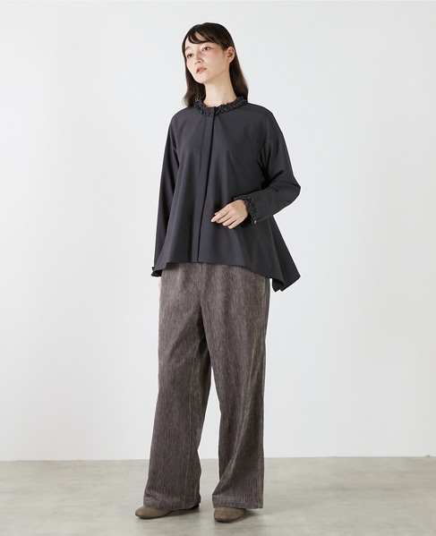 イレギュラーヘムフリルブラウス 詳細画像 チャコールグレー 3