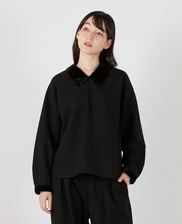 【LOURMARIN】ベルベット衿ブラウス