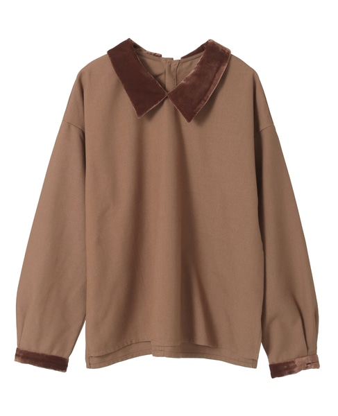 【LOURMARIN】ベルベット衿ブラウス 詳細画像 キャメル 3
