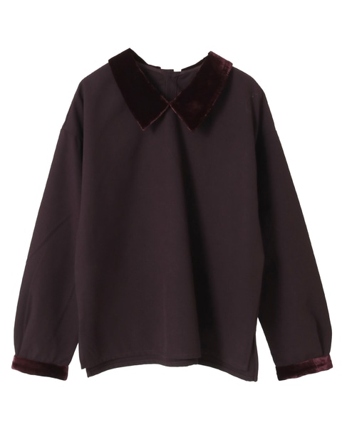 【LOURMARIN】ベルベット衿ブラウス 詳細画像 パープル 10